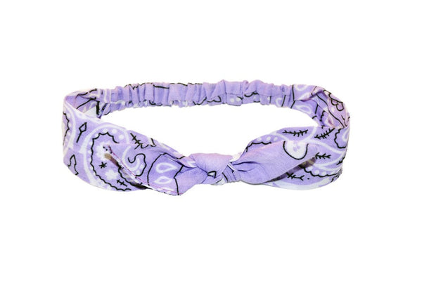 Classic Lilac 3 in 1 baby headband with removable bow and elasticized back