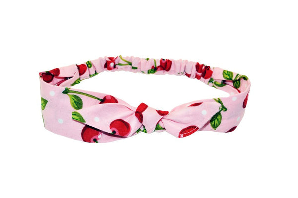 3 in 1 Headband - Pink Cherry Dots
