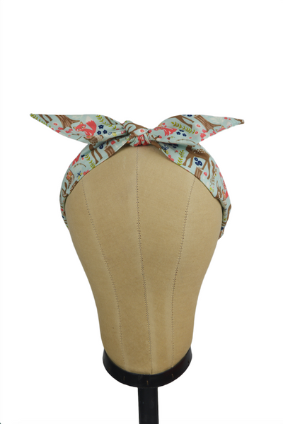 Princess of the Forest 4 in 1 headband featuring deer, fox, owl, and woodland print