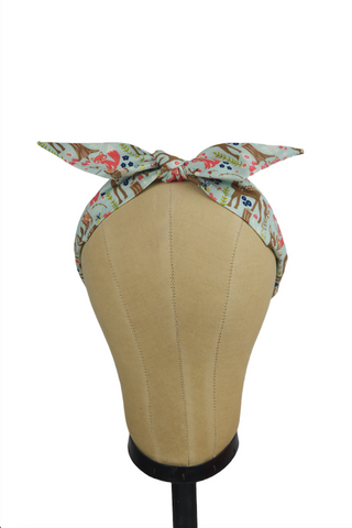 Princess of the Forest 4 in 1 headband featuring deer, fox, owl, and woodland print