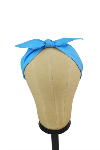 Blue 4 in 1 headband with removable bow vintage pin up hair accessory