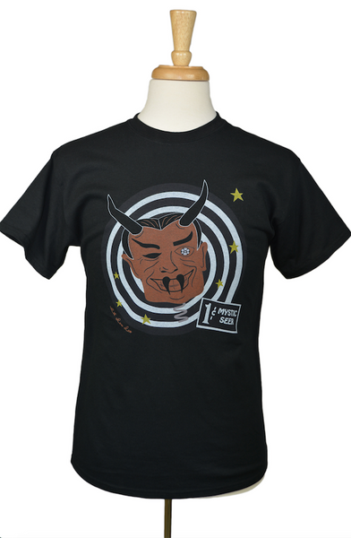 Black Mystic Seer graphic tee featuring original monster-inspired artwork by Lily Gómez.
