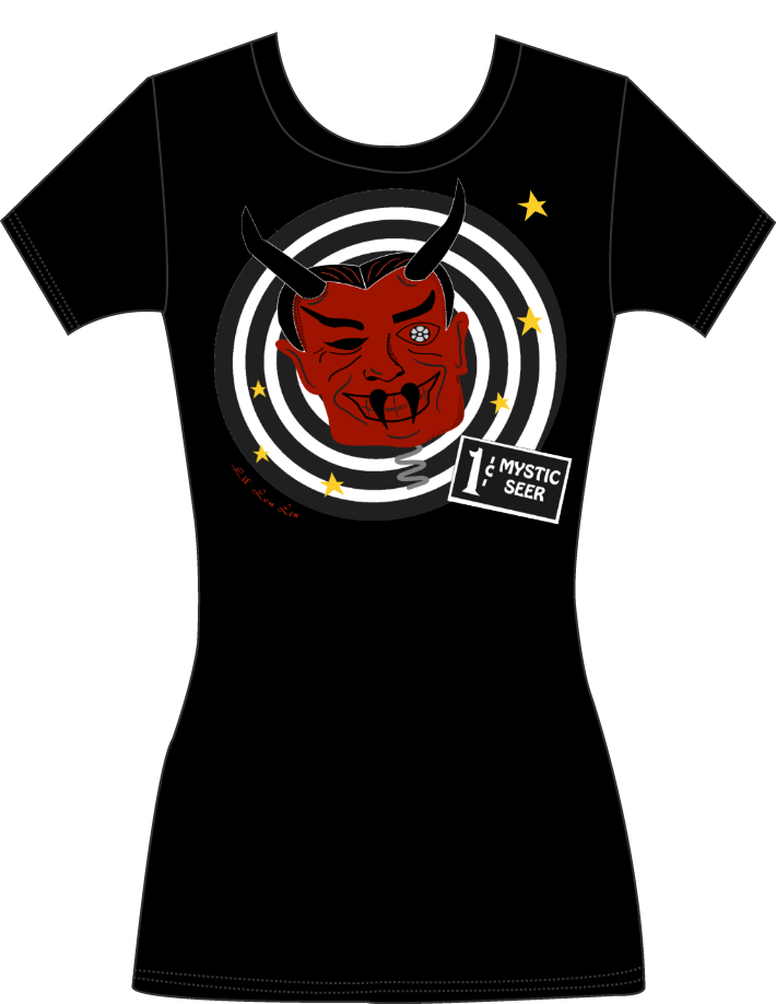 Women's Mystic Seer graphic tee with original monster-inspired artwork by Lily Gómez.
