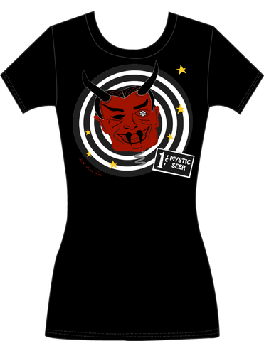 Women's Mystic Seer graphic tee with original monster-inspired artwork by Lily Gómez.