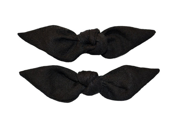 Black Cute Knotted Bows set of two vintage-inspired hair bow clips by Lil' Lou Lou