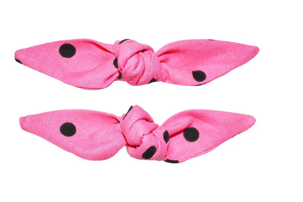 Cute Knotted Bows - Pink & Black Dot