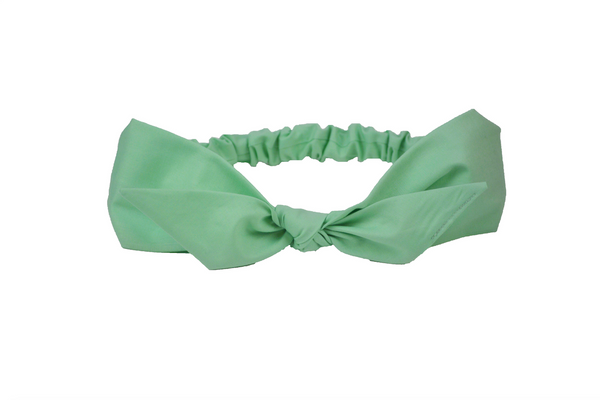 Seafoam Green 4 in 1 Headband with removable bow and elastic back