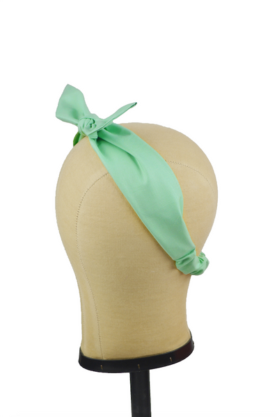 Side view of Seafoam Green 4 in 1 Headband with removable bow