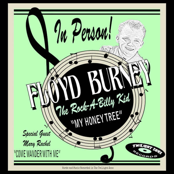 Vintage concert poster inspired artwork by Lily Gómez imagining Floyd Burney the Rock-A-Billy Kid as a 1950s music headliner